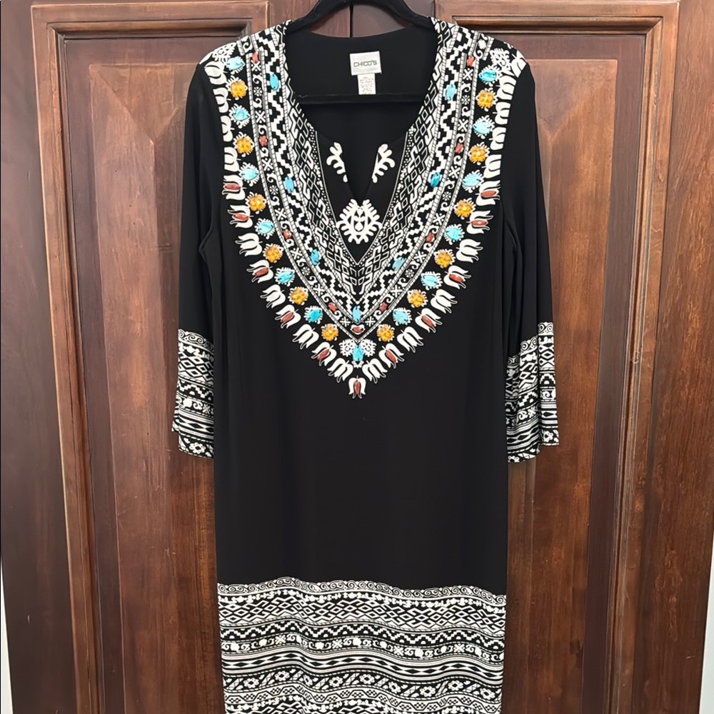 Chico's Black Long Sleeve Dress - Picture 1 of 6